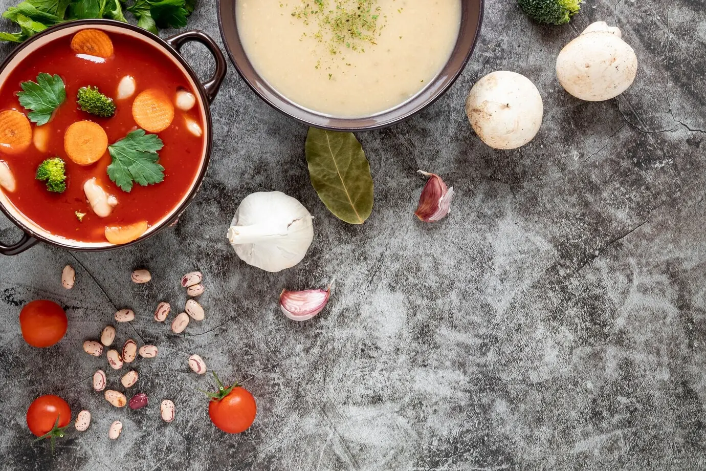 Gesundes vegetarisches Essen mit Platz für Text
